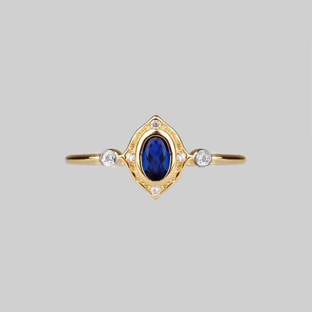Regal Rose 18k over Sterling Silver HAWTHORNE Royal Blue Gold Ring sz 4.75-5